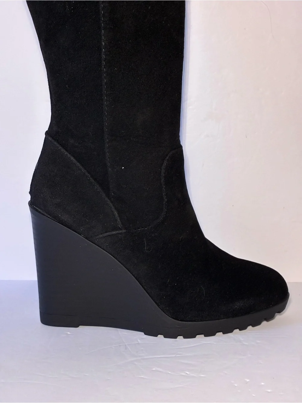 Havannah Black Over the Knee Wedge Boots Women's Size 6.5 Faux Suede